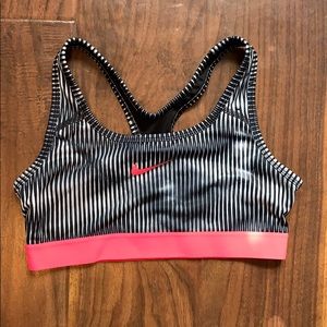 Pink and black striped Nike bra